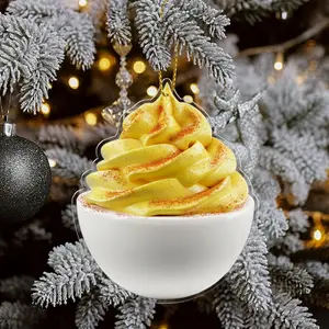4.5 in 2D Flat Irregular UV-Printed Deviled Egg Acrylic Ornament, Modern Christmas Tree Decoration, Food-Themed Hanging Decor for Thanksgiving, Gift for Food Lovers