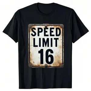 A-rusty-metal-speed-limit-sign-with-the-number-16 Men's short-sleeve T-Shirt Seasonal casual,100% cotton, Washed printed, Crew neck cotton,Holiday gift comfort wear Men's T-Shirts Classic cotton tee Graphic tees fun shirt cotton menswear