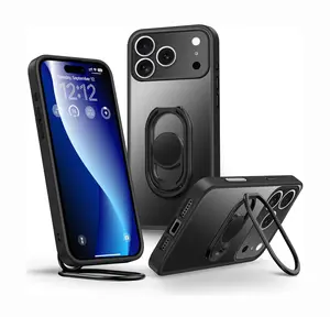 XYZ for iPhone 17/16/15/14/13/12/11 Pro Case with Stand, Phone Case Clear with Double Ring Holder [Adjustable & Foldable] Shockproof Protective Matte Cover