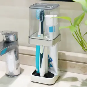 Toothbrush Holder With Cup/Cover, Compatible With Conventional Toothbrushes, Can Store Toothpaste Toothbrush Holder For Bathroom