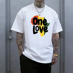 Men’s Africa map graphic T-shirt, reggae/Rasta colors, casual cotton crew neck short sleeve tee, retro streetwear loose fit printed shirt for men