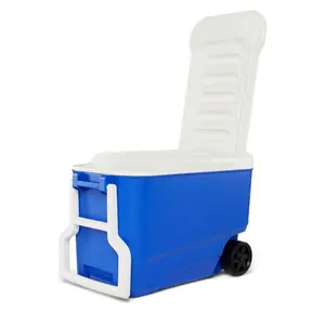 38QT Blue Whale Hard Shell Rolling Refrigerator |   Wheeled Portable Large Capacity Outdoor Ice Box