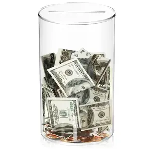 Clear Acrylic Piggy Bank for Adults/Kids, Unopenable Money Box for Cash Coin Saving, Must Break to Open, Transparent Decor Decorative