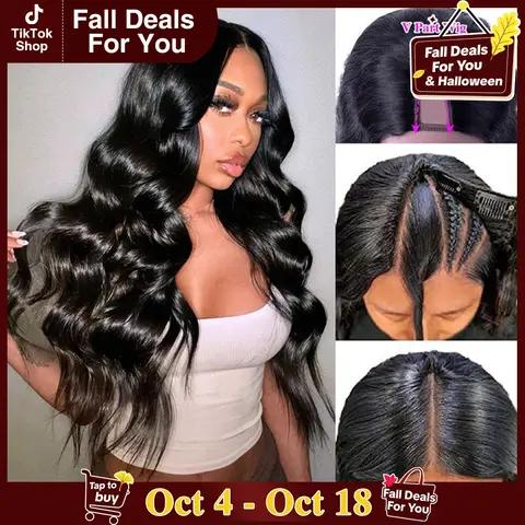 【V Part Wig No.1】Mamushow V Part Wigs With Invisible Strap Drawstring 100% Human Virgin Hair Body Wave Glueless Wig 180% Density Curly Wigs Natural Black#tiktokshopstockup#SohoChic