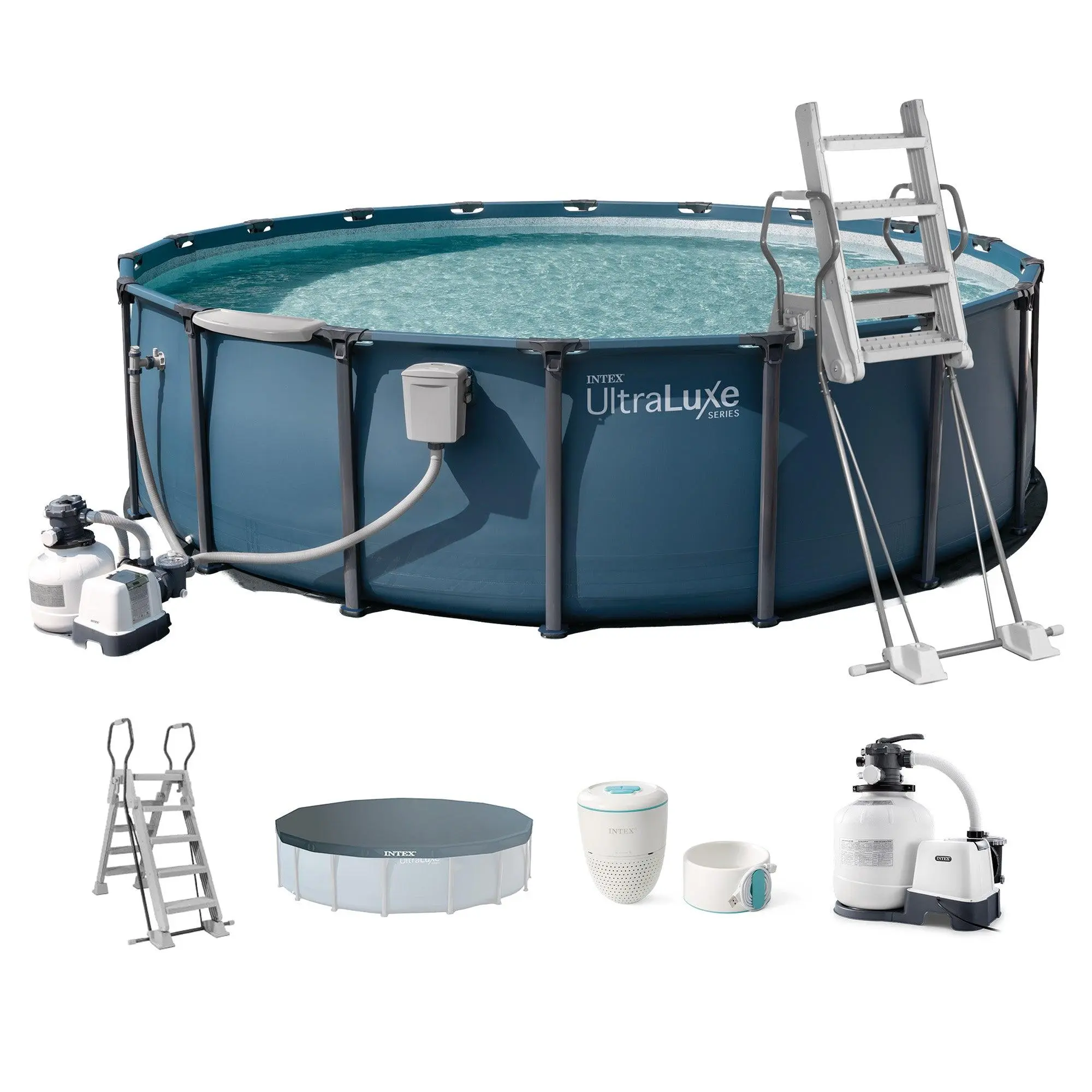 INTEX UltraLuxe 20ft x 52in Above Ground Pool, Sand Pump, & Saltwater System