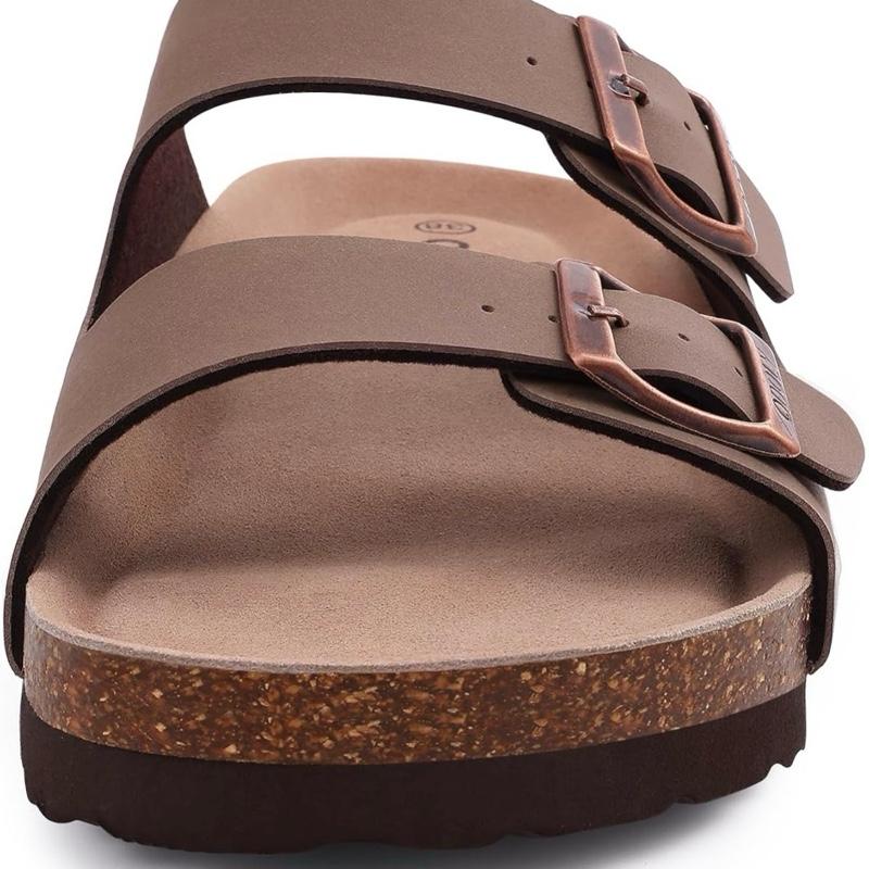 Unisex Cork Footbed Slide Sandal with Adjustable Buckle for Women & Men - Comfortable Arch Support & Natural Cork Insole for Summer Outdoor Activities Shoe Footwear