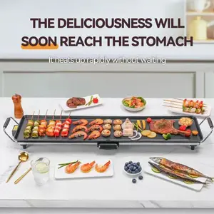 TANLOOK 35-inch Electric Griddle, BBQ Smokeless Grills, Barbecue Griddles Table Top with Nonstick Surfaces Adjustable Temperature Setting