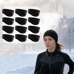 12-Pack Black Ear Warmer Headband Kit, Stretch Fit Winter Warmth for Running, Outdoor Sports, Unisex Ear Protectors Suitable for Women & Men, Cold Weather (Hand Washable)