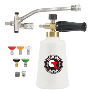 Tool Daily Foam Cannon for Pressure Washer with Double Connector, Dual Lance Wide Mouth Soap Cannon, 5 Power Washer Sprayer Nozzles, 1/4" Quick Connect, 3600 PSI，Christmas gifts