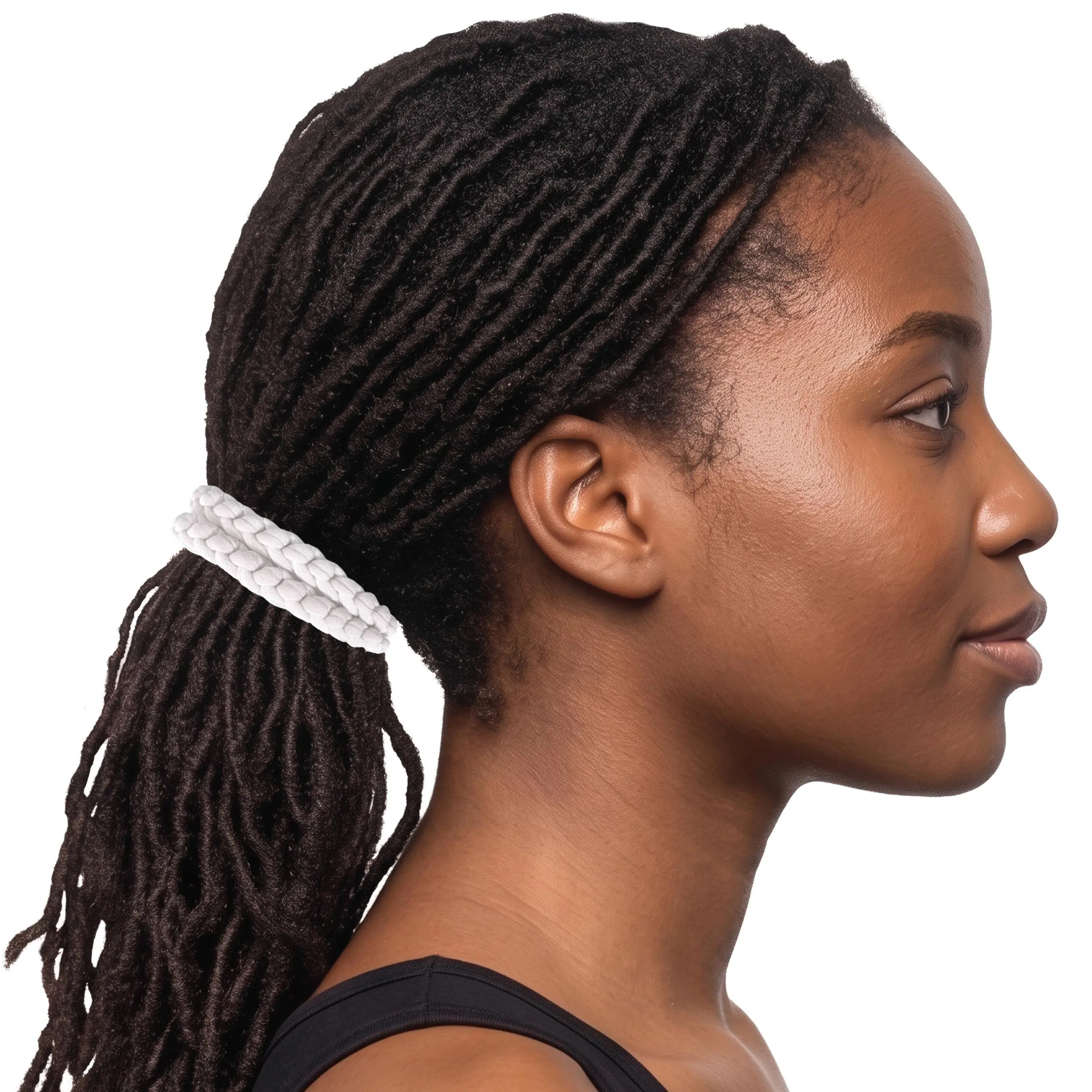 Hair Ties Jumbo 2-Pack Soft & Silky for Thick Hair Braids Dread Locs Super Strechy Made in the USA White