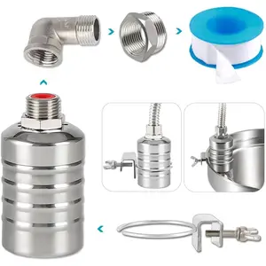 Float Valve,1/2" to 1'' water level control float valve, 304 Stainless Steel Fully Automatic water shut off valve, Automatic Water Level Controller for Water Tank, Pool, Water Tank, Livestock Troughs