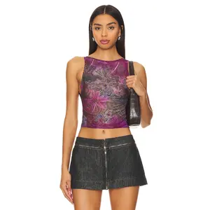 Jaded London Backless Hotfix Mesh Top in Multi
