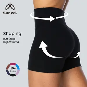 Sunzel Women's Invisible Butt Scrunch Shorts, High Waisted Biker Shorts, 4 Inch Inseam Gym Workout Yoga Running Shorts with Tummy Control#Summervibes