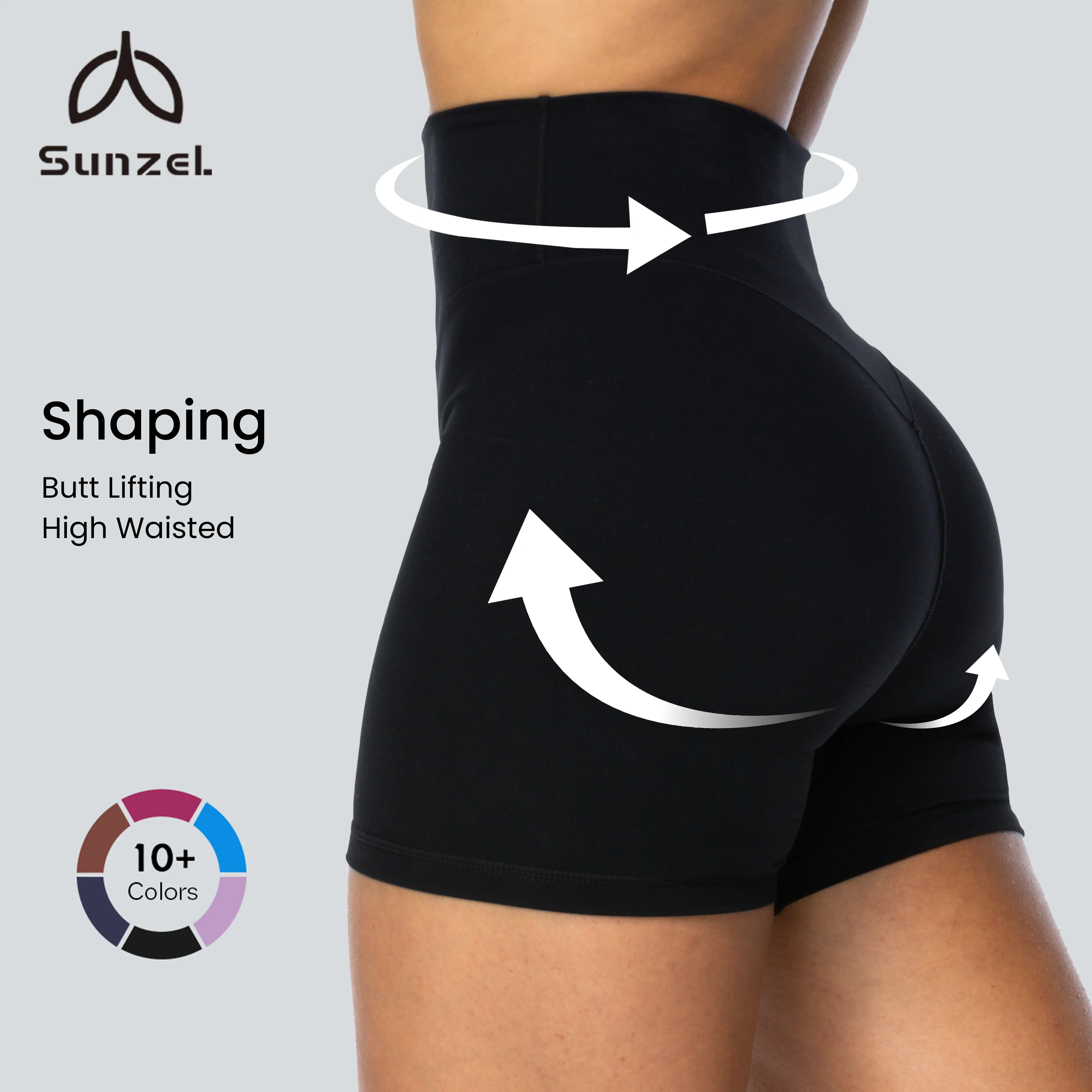 Sunzel Women's Invisible Butt Scrunch Shorts, High Waisted Biker Shorts, 4 Inch Inseam Gym Workout Yoga Running Shorts with Tummy Control#Summervibes
