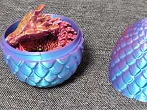 3D Printed Articulated Chinese Dragon and Egg Toddler Room Decor Children Toys Bookshelf Decor