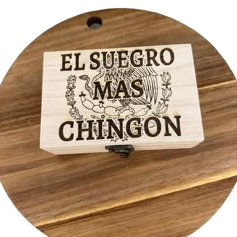 El Suegro Mas Chingon Custom Engraved Shot Glass Set in Decorative Wooden Box Durable Glass Material Perfect Father's Day Gift for Drinkware Enthusiasts Stylish Home Bar or Kitchen - Bottle, Glassware Set