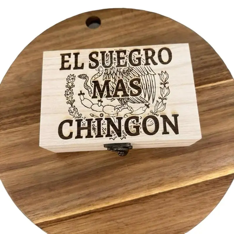 El Suegro Mas Chingon Custom Engraved Shot Glass Set in Decorative Wooden Box Durable Glass Material Perfect Father's Day Gift for Drinkware Enthusiasts Stylish Home Bar or Kitchen - Bottle, Glassware Set