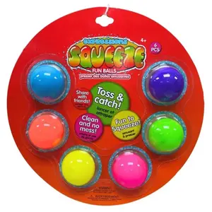 Expressions Rainbow Squeeze Ball Fidget Toys (6pc) – Colorful Stress Relief Sensory Squishy Set