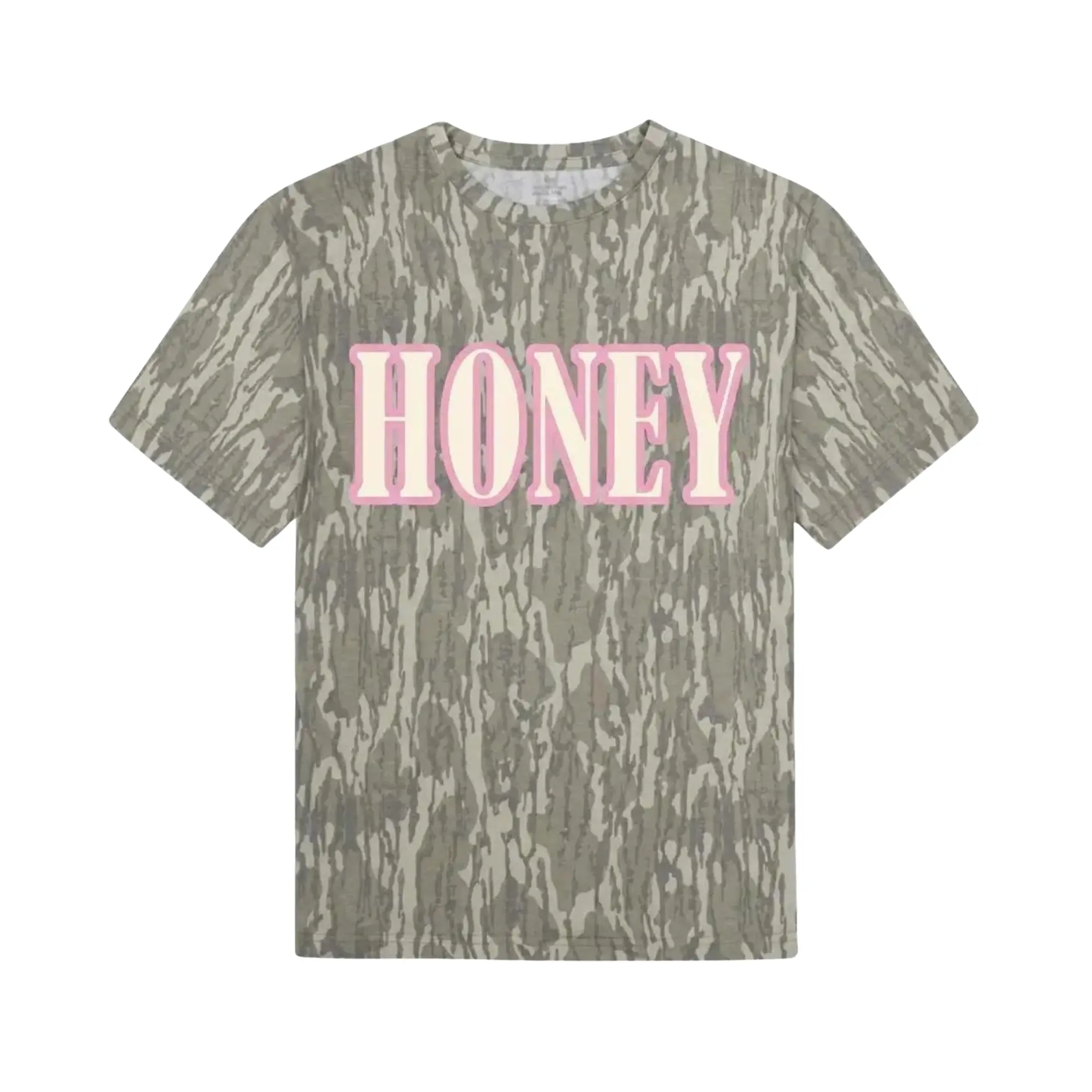Woodland Camo Women's T-Shirts with Pink Deer Graphic, Casual Short Sleeve Lightweight Polyester Top for Outdoor Wear, T Shirts Women, Spandex, Shortsleeve, Print, Tshirt, Style