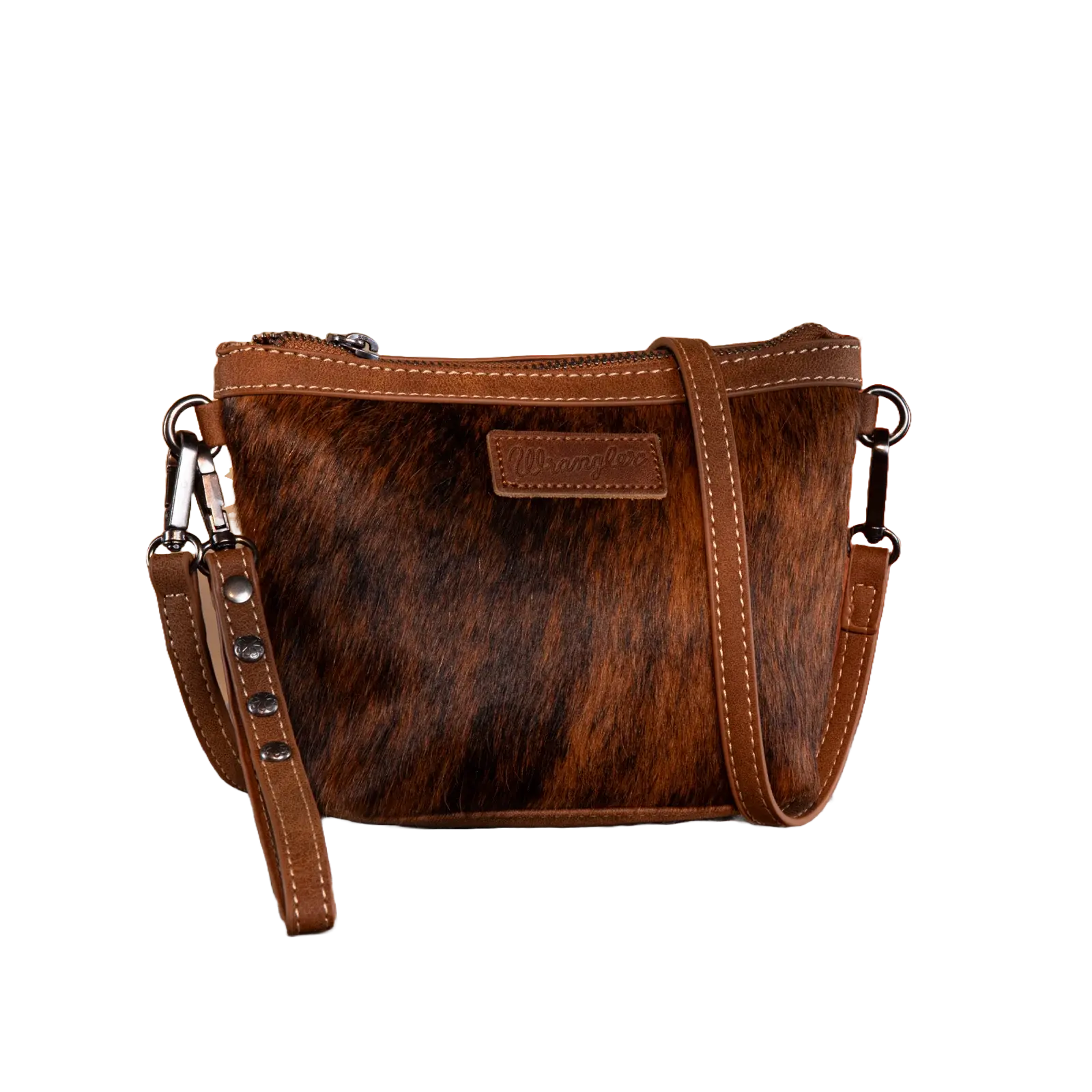 Wrangler Ladies Genuine Hair-On Cowhide Brown Crossbody Bag WG169-1812BR