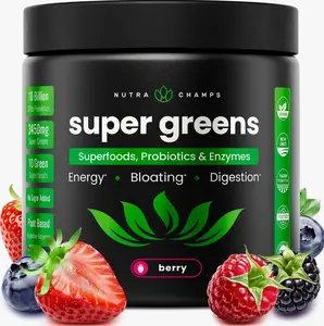 Super Greens Powder, 40+ Organic Superfoods, Probiotics & Enzymes for Energy, Digestion, Gut Health & Bloating | Organic Fruit & Veggie Drink Mix with Prebiotic Fiber, Daily Green Juice Smoothie Blend