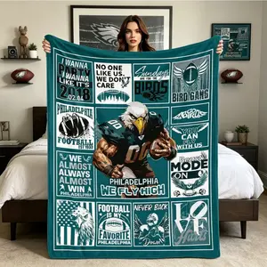 Flannel Blanket Plush Soft Throw Blanket for Bed Couch Sofa, Bedding Set Bed Sheets Comforter Style, Football Theme Sports Fan Blanket for Adults Kids Gift Home Bedroom Living Room Outdoor