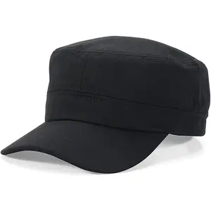 Cadet Army Cap Military Style Adjustable Flat Top Cap Unisex Basic Baseball Hat for Men n