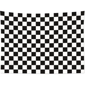 Light Retro Checkered Tapestry - Black and White Plaid Grid Pattern, Waterproof Home Decor Wall Decoration for Bedroom, Birthday Party Backdrop