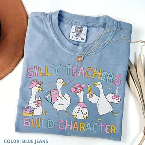 Comfort Colors Silly Teacher Goose T-Shirt, Cute Back to School Tee, Teacher Silly Goose, Funny Teacher Tee Elementary, Cute Crewneck For Women