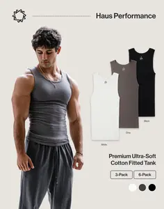 Haus | Premium Ultra-Soft Cotton Fitted Tanks 3 Pack / 6 Pack Haus | Premium Ultra-Soft Cotton Fitted Tanks 3 Pack / 6 Pack