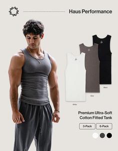 Haus | Premium Ultra-Soft Cotton Fitted Tanks 3 Pack / 6 Pack