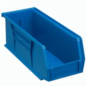 Global Industrial SB4104BL Plastic Hang & Stack Storage Bin Organiser, Blue - 10.875 x 4.125 x 4 in. (Storage Boxes Category)
