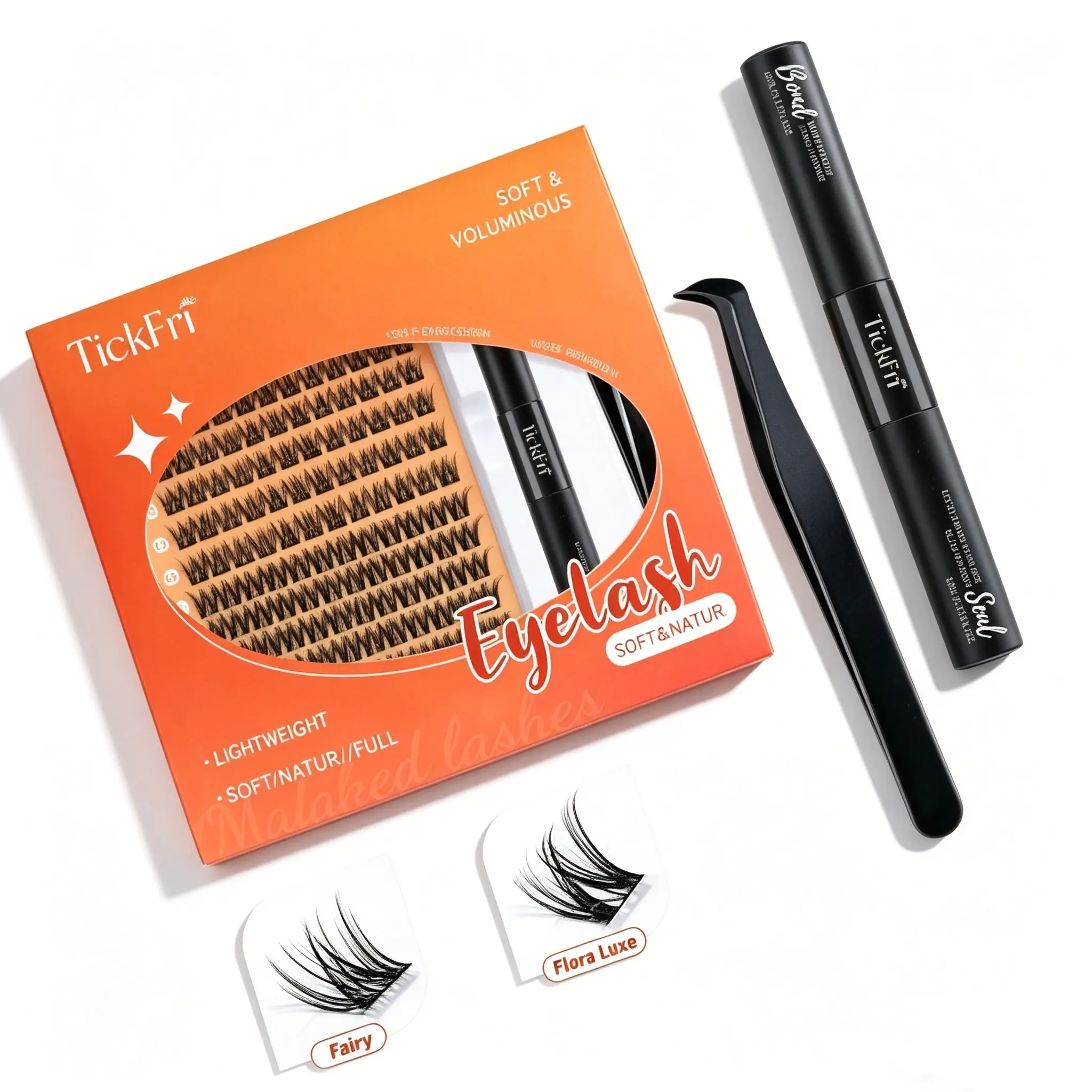 （Live）Doll Lashes (8-16mm)- C-Curl-TickFri Lashes-Mixed Clusters, Soft Natural Lightweight False Lashes, Beginner-Friendly Makeup Product- Eyelashes