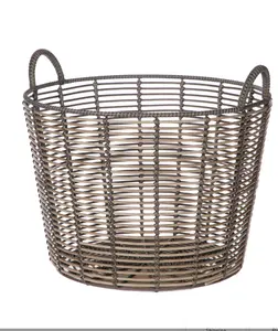 Poly Rattan Storage Basket with Handles - Extra Large Size - Great Organiser for Home or Office Room