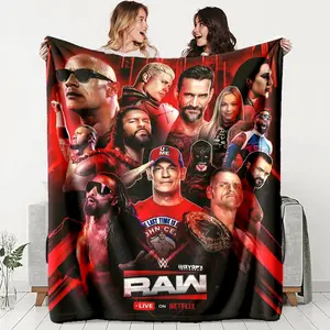 Wwe Raw Flannel, Figure Print Blanket, Soft and Warm, 100% Fiber, Perfect for Bed, Sofa, Office, Camping, Travel, Ideal Gift for Family and Friends