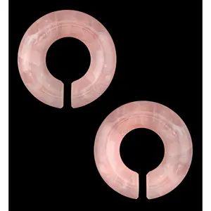 Rose Quartz Stone Hoop Plugs