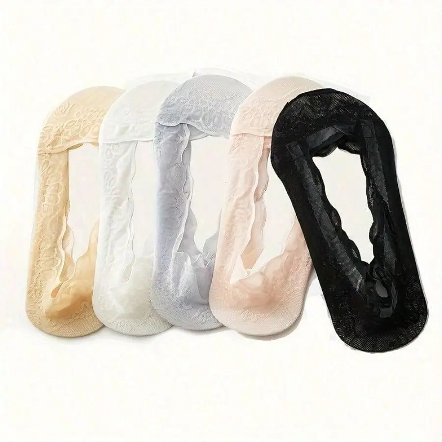10 Pairs women's lace edge no show boat socks thin invisible non slip breathable summer multi color pack great for daily fancy wear and thoughtful gift