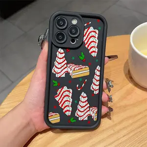 Christmas Tree & Cake Pattern Phone Case, Anti-drop Shockproof Phone Protective Cover, Phone Accessory Compatible with iPhone 11 12 13 14 15 16 Pro Max/Pro/Plus