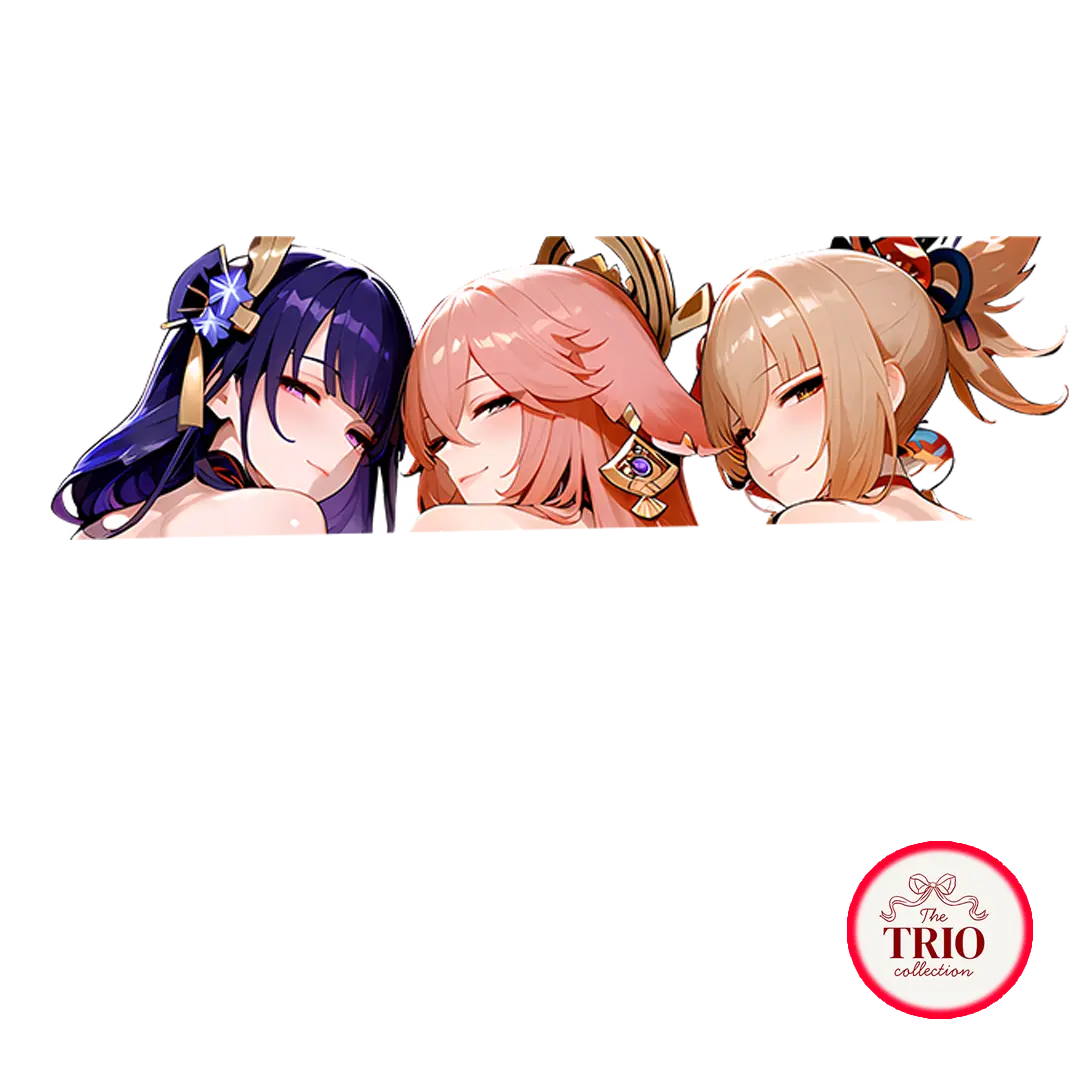 Thunder Shrine Maiden Trio Anime Vinyl Sticker Waterproof Decal Elegant Female Character Group Laptop Water Bottle Decorative Gift