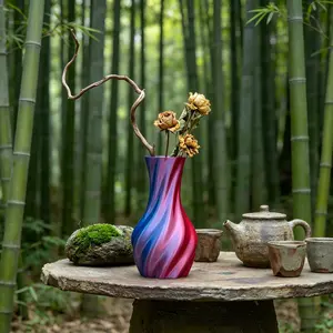 3D Spiral Gradient Colorful Vase, Creative Twisted Artistic Flower Arranger, Nordic Style Living Room Desk Decor, Modern Luxury Home Decoration