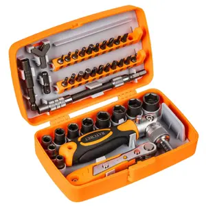 Ratchet Right Angle Screwdriver Tool Set, Socket Set & Screwdriver Bit Set with Rotatable Ratchet Handles & Storage Case, Household Repair Tool Kit for Bike