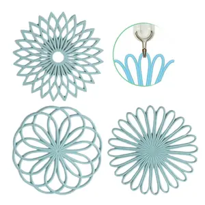 3Pcs Silicone Trivet Mat - Non-Slip & Heat Resistant Kitchen Pads for Countertops & Table - Trivets for Hot Dishes & Cookware - Pot Holder for Pots & Pans - Turquoise - Home Improvement.