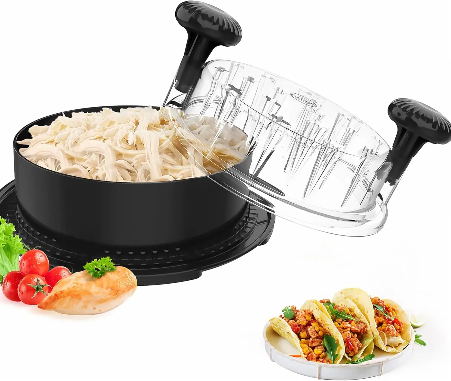 Chicken Shredder 8 Inches, Chicken Breast Shredder Tool, Cooked Meat Shredder With Clear Lid, Ergonomic Design, Anti-slip, Easy To Clean, Chicken Shre