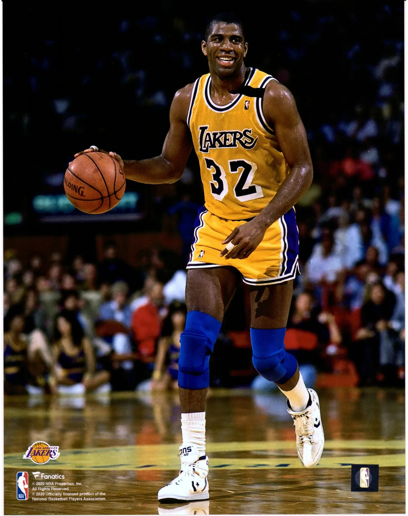 Magic Johnson Los Angeles Lakers Unsigned Dribbling Photograph - NBA Memorabilia