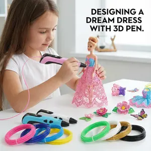 3D Printing Pen Set,   8-piece set  Includes 3D printing pen, Type-C charging cable, charging head, base, picture album and 36 meters of PLA consumable material. Creative DIY children's gift, New Year gift, birthday gift, DIY gift  Children's Toy