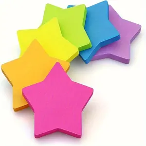 6pcs Heart-shaped Post-it Note in The Shape of A Five-pointed Star, Bright Colorful Creative Sticky Notes for Notebooks Study School Office Supplies, Adhesive Stickers