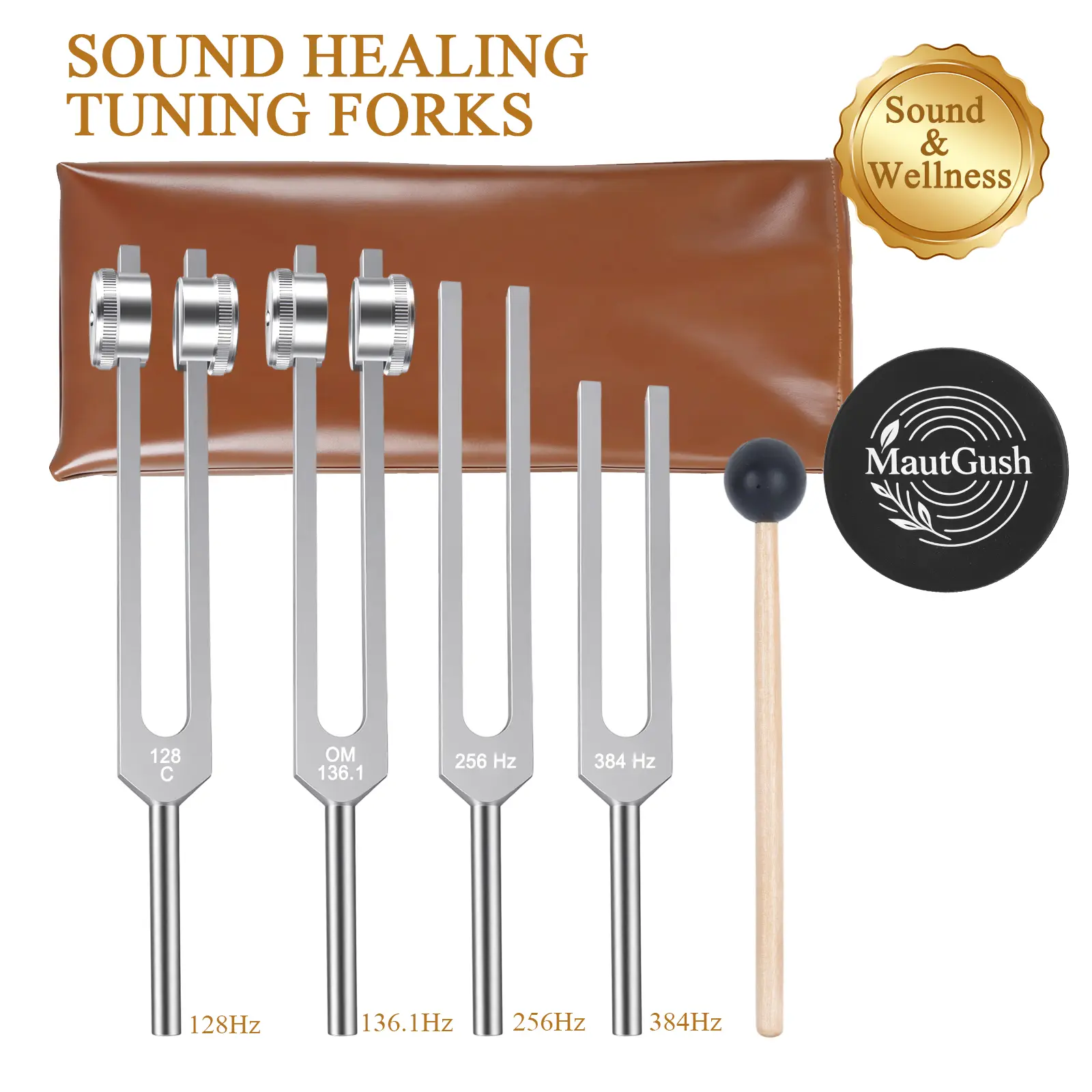 Resonance Sound Healing Tuning Fork Set – 128Hz, 136.1Hz, 256Hz/528Hz, 384Hz with Activator – Sound Therapy for Stress Relief, Deep Relaxation & Chakra Balancing