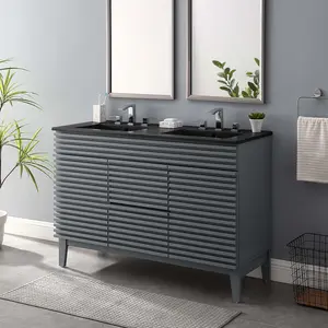 Modway Render 48" Double Sink Bathroom Vanity in Gray Black