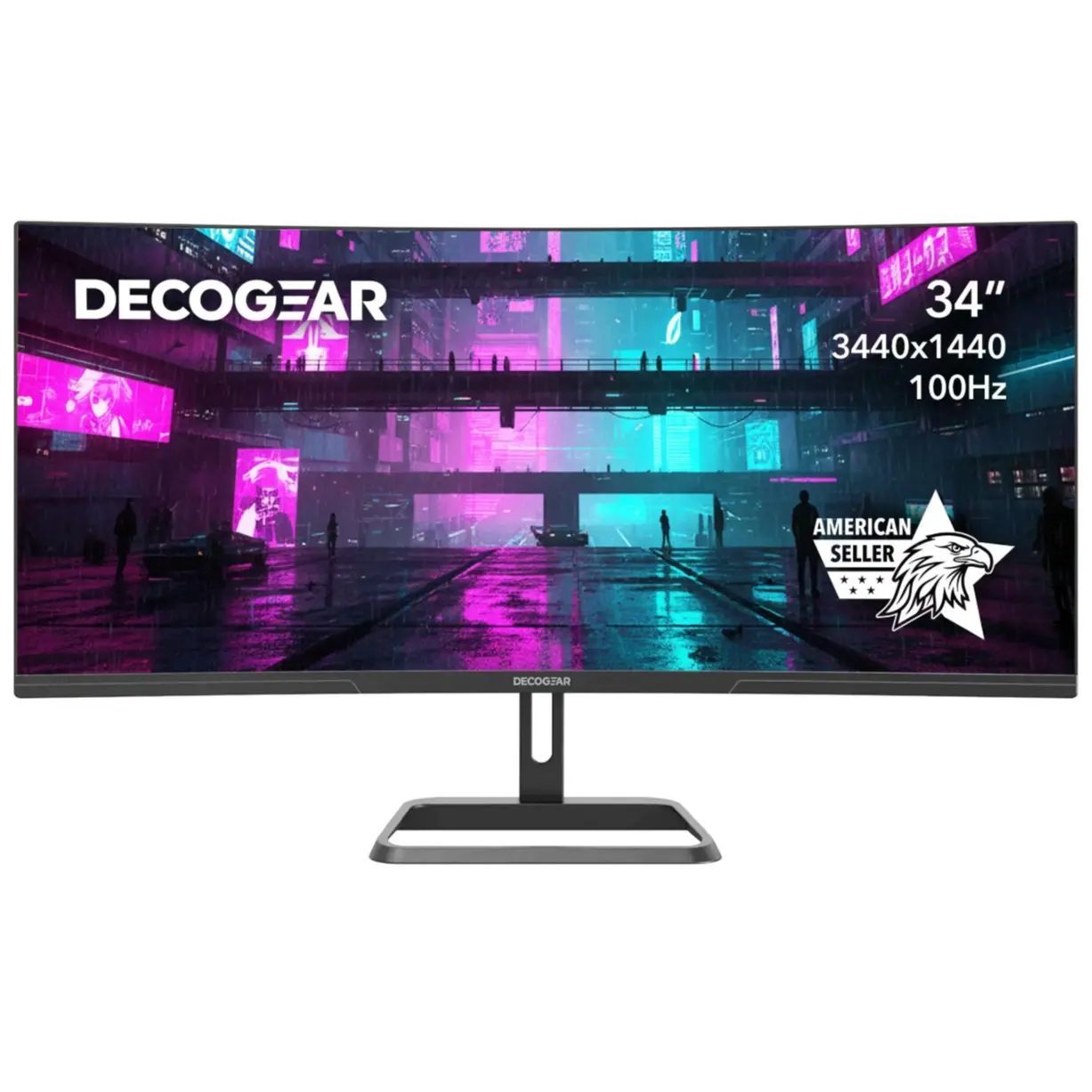 Deco Gear 34-Inch Curved Computer Screen VA Computer Monitor - Business Super UltraWide WQHD 3440×1440, R1500, 100Hz, 1ms, 100% sRGB, HDR, 2×DisplayPort, 2×HDMI, Tilt Adjustable, PIP/PBP, Low Blue Light Filter, American Seller (For Gaming Setups)