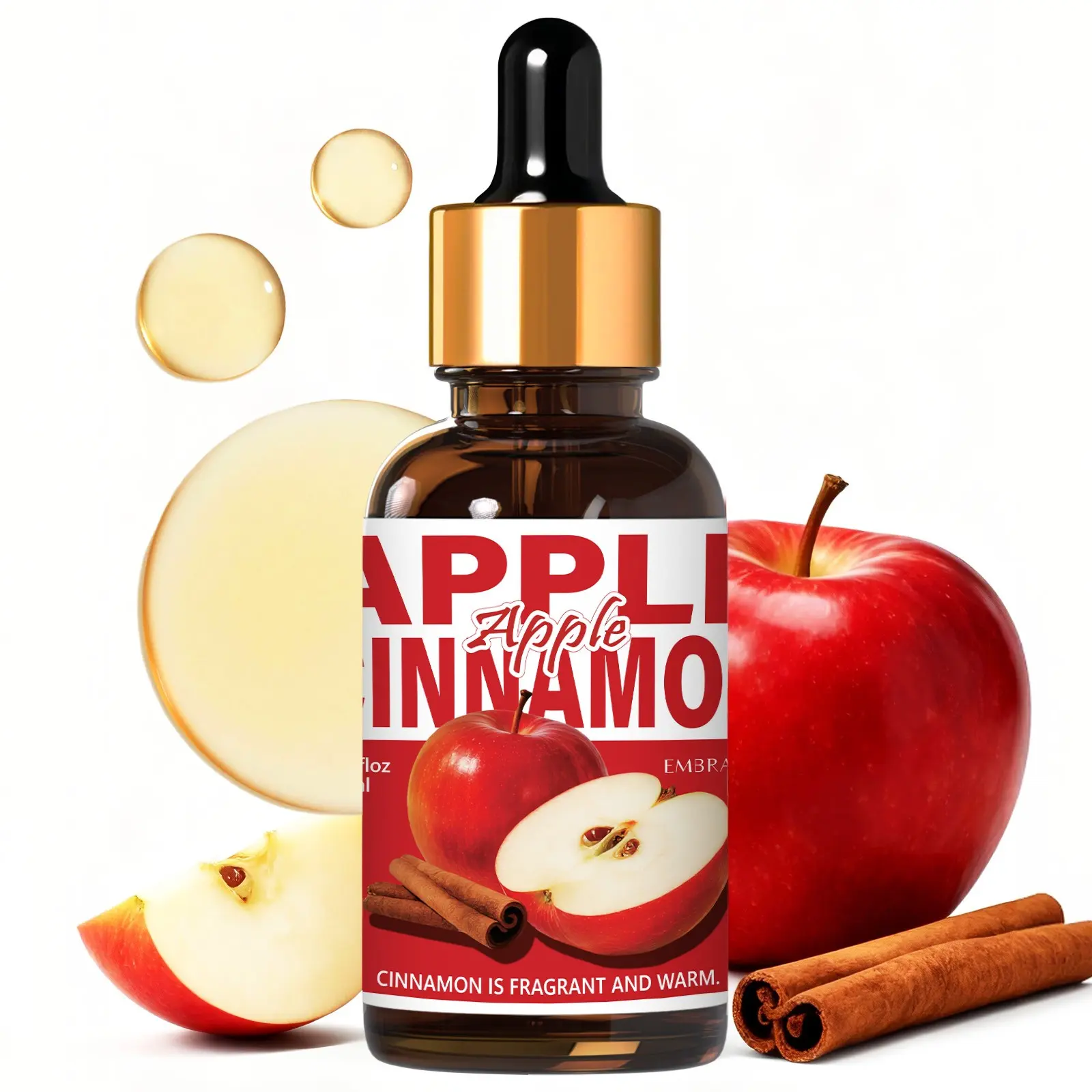 30ML Apple Cinnamon Fragrance Oil, Multi-Purpose Fragrance Oil, Long-Lasting Scent, Ideal for Diffusers, Candles, Bath, Car Freshener, Gift